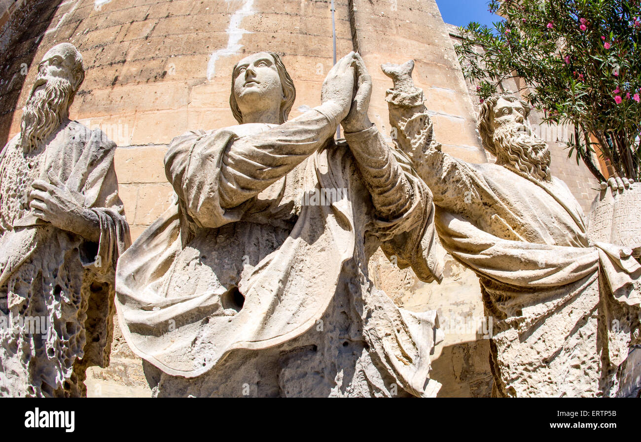 Saint medievale sculture Sannat Gozo Foto Stock