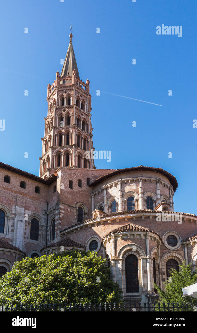 La Basilica di Saint Sernin chiesa a Tolosa, in Francia, in Europa Foto Stock