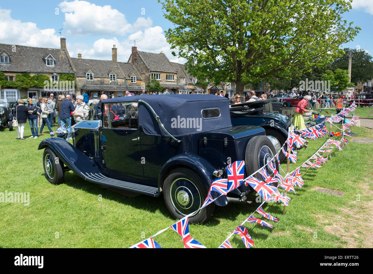 Vintage car show in Cotswolds. Broadway, Worcestershire, Inghilterra Foto Stock