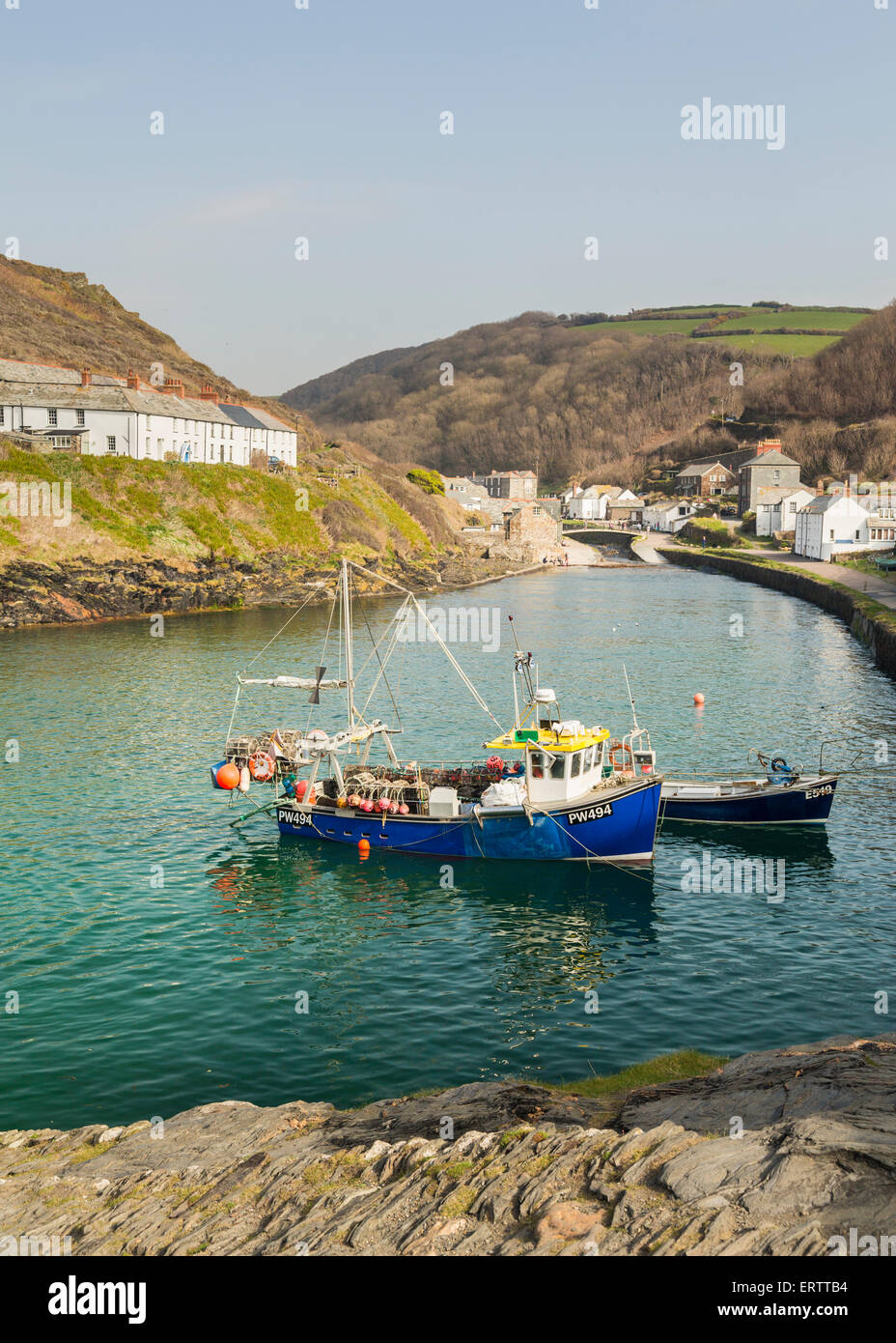 Barche da pesca, Boscastle, Cornwall, Regno Unito Foto Stock