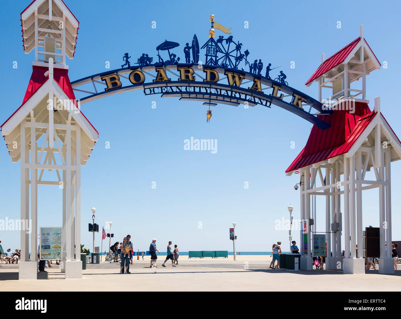 Maryland, Stati Uniti - famoso cartello sopra il lungomare sulla spiaggia di Ocean City, Maryland, East Coast USA in estate Foto Stock