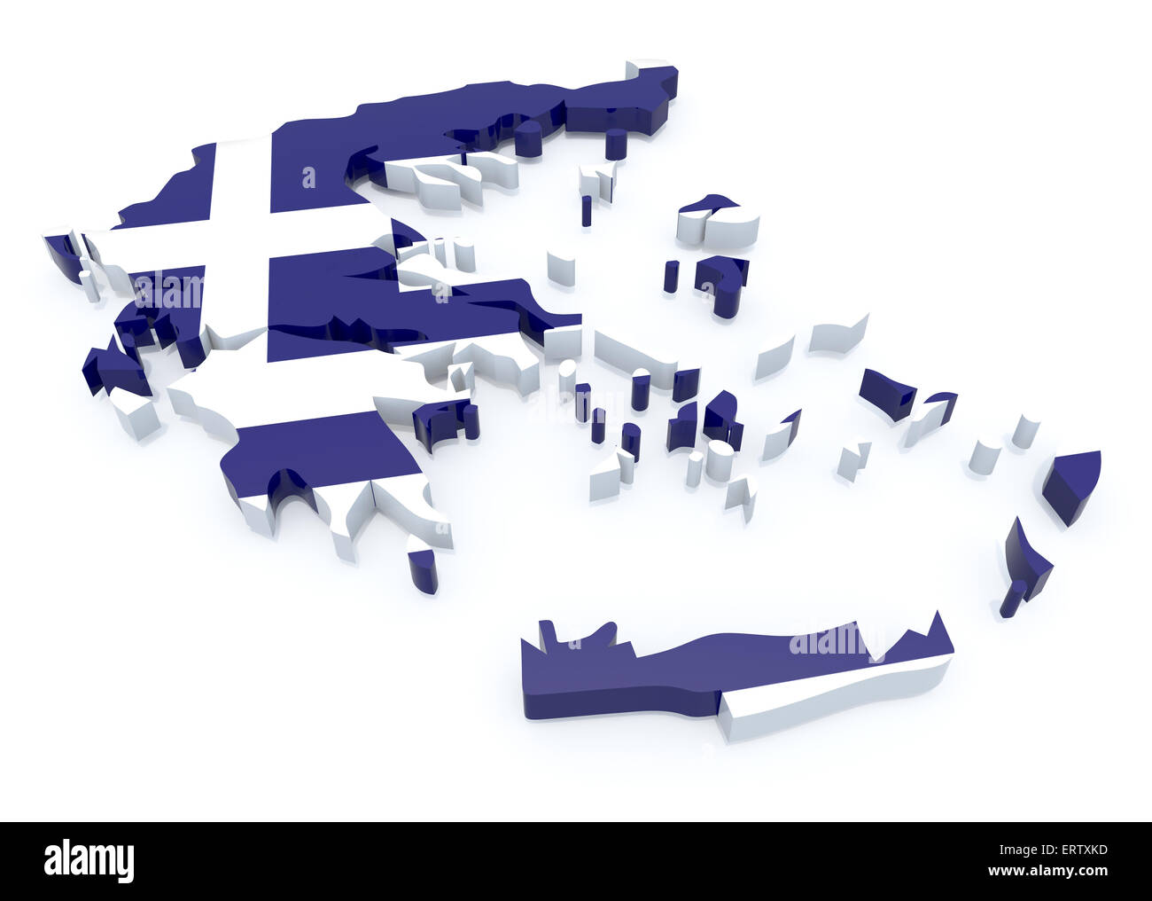 La Grecia paese mappa su uno sfondo bianco, 3d illustrazione Foto Stock