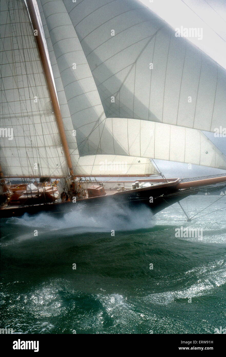 AJAXNETPHOTO - 21 August, 2001. - COWES, Isola di Wight in Inghilterra. - Coppa America giubileo - goletta SHENANDOAH punzonatura a ovest attraverso il SOLENT. Foto:JONATHAN EASTLAND/AJAX. REF:101276 Foto Stock