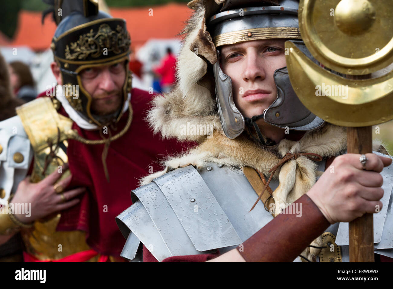 Mosca, Russia. 5 Giugno, 2015. I partecipanti di 5 volte e epoche festival - Roma antica a Kolomenskoe Park a Mosca, Russia Foto Stock