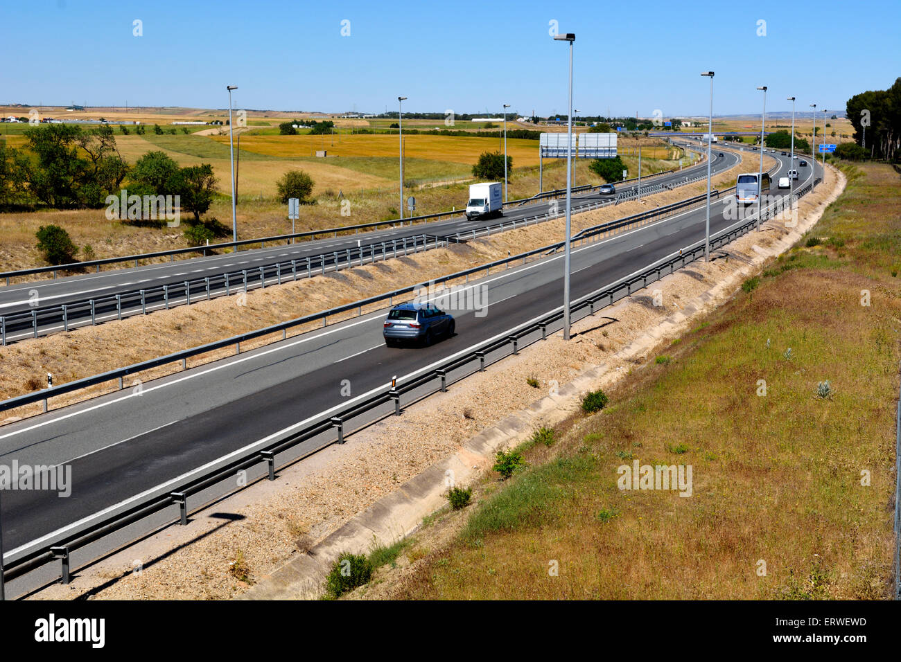 Spagnolo A42 strada vicino a Cabanas de la Sagre tra Madrid e Toledo Foto Stock