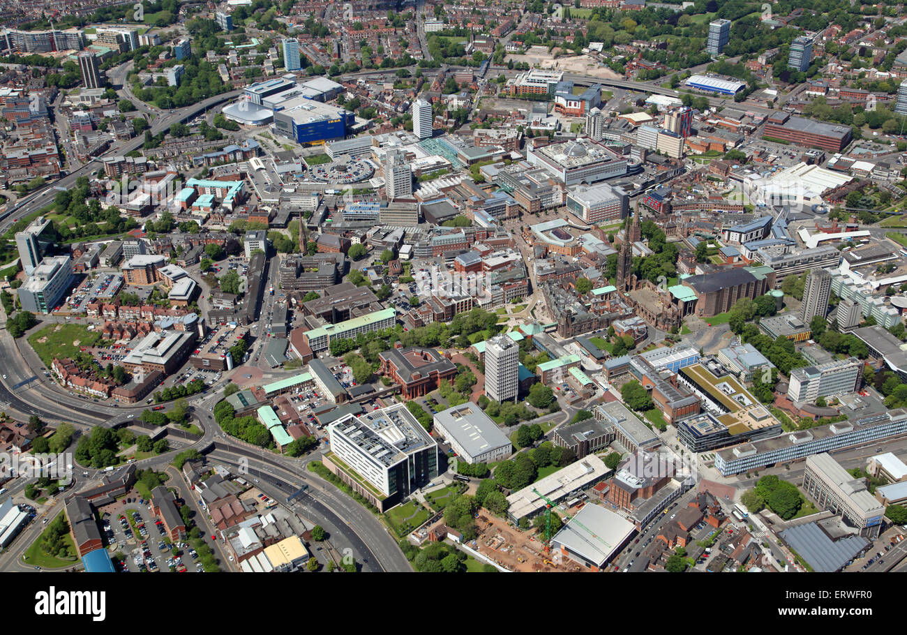 Vista aerea di Coventry City Center in inglese midlands, Regno Unito Foto Stock