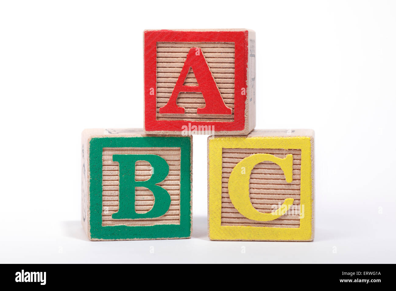 Il 'ABC' enunciato con bambini i blocchi di costruzione Foto Stock