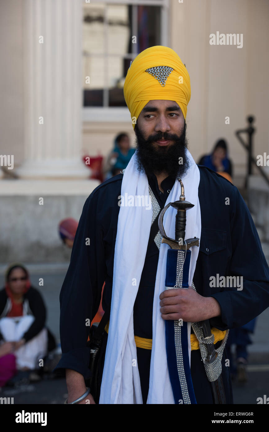 Londra, Regno Unito. 07Th Giugno, 2015. La libertà di religione sikh marzo Rally e nel centro di Londra REGNO UNITO, 7 giugno 2015. Credito: pmgimaging/Alamy Live News Foto Stock