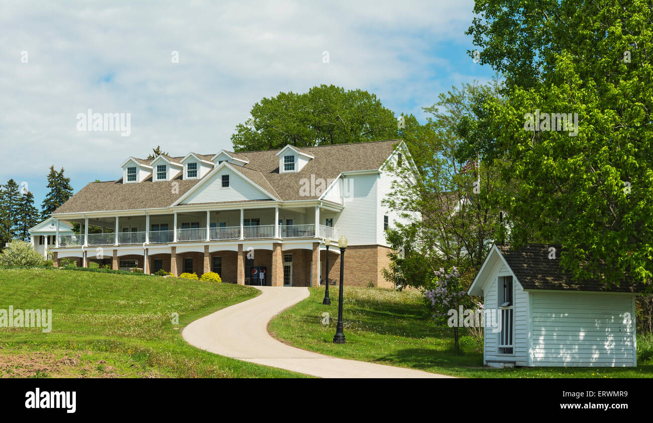 Wisconsin, Green Bay, Heritage Hill State Historical Park, Centro Visitatori, Cappella stradale circa 1871 (R) Foto Stock