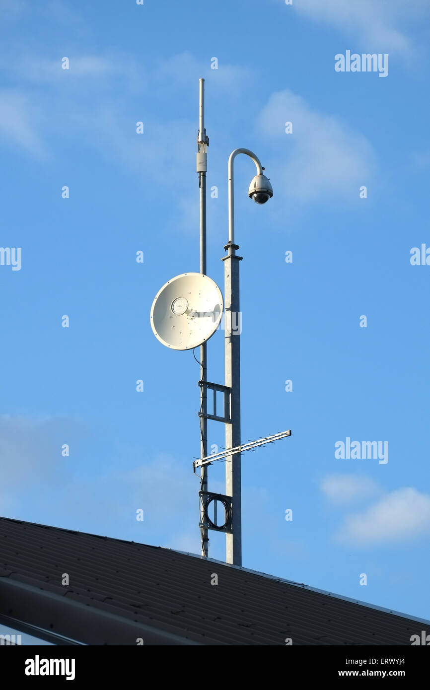 CCTV, telefono e radio e relè di segnale montante. Foto Stock