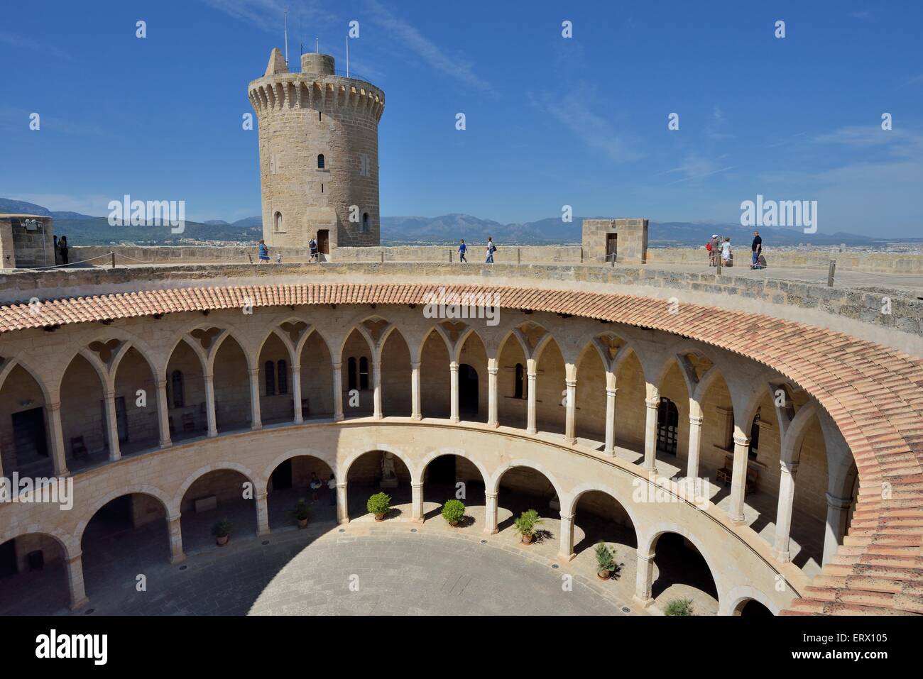 Il castello di Bellver, Palma de Mallorca, Maiorca, isole Baleari, Spagna Foto Stock