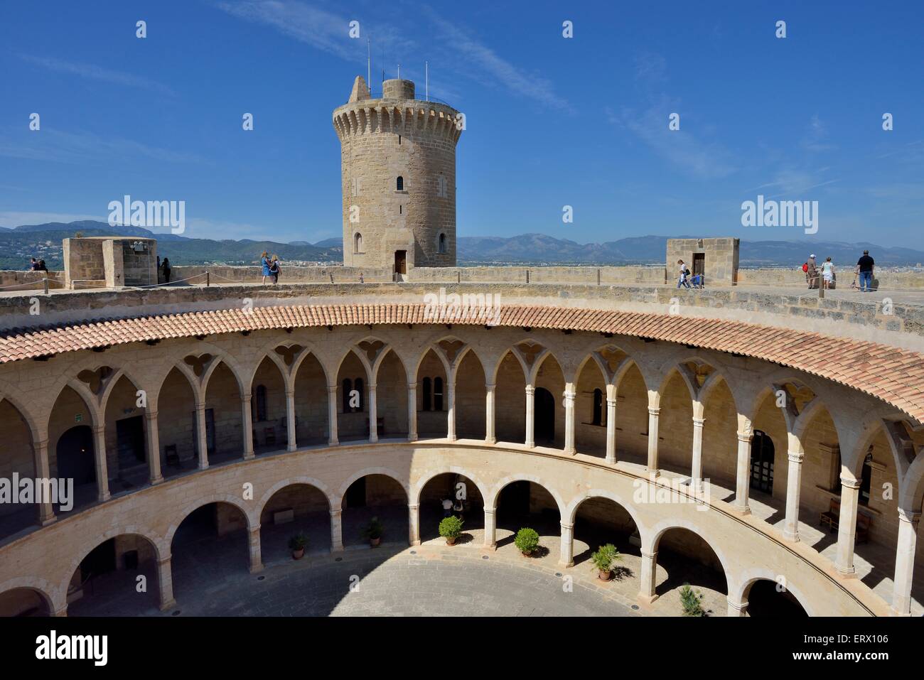 Il castello di Bellver, Palma de Mallorca, Maiorca, isole Baleari, Spagna Foto Stock