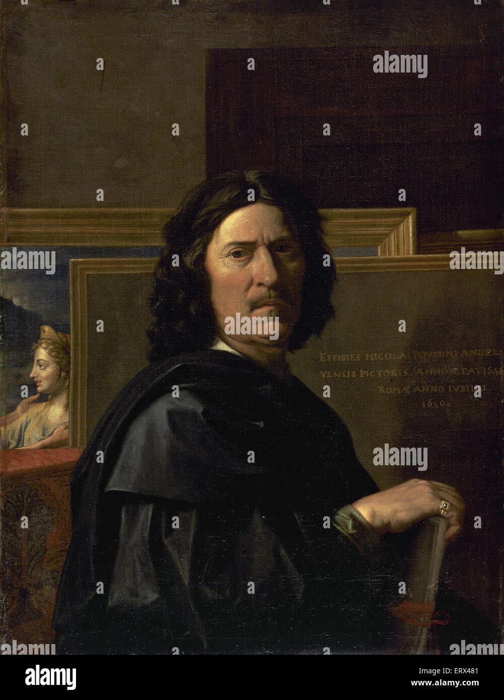 Nicolas Poussin (1594-1665). Pittore del classico stile barocco francese. Self-portrait. 1650. Il museo del Louvre. Parigi. La Francia. Foto Stock