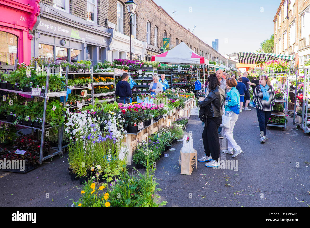 Columbia road flower market, East London, England, Regno Unito Foto Stock