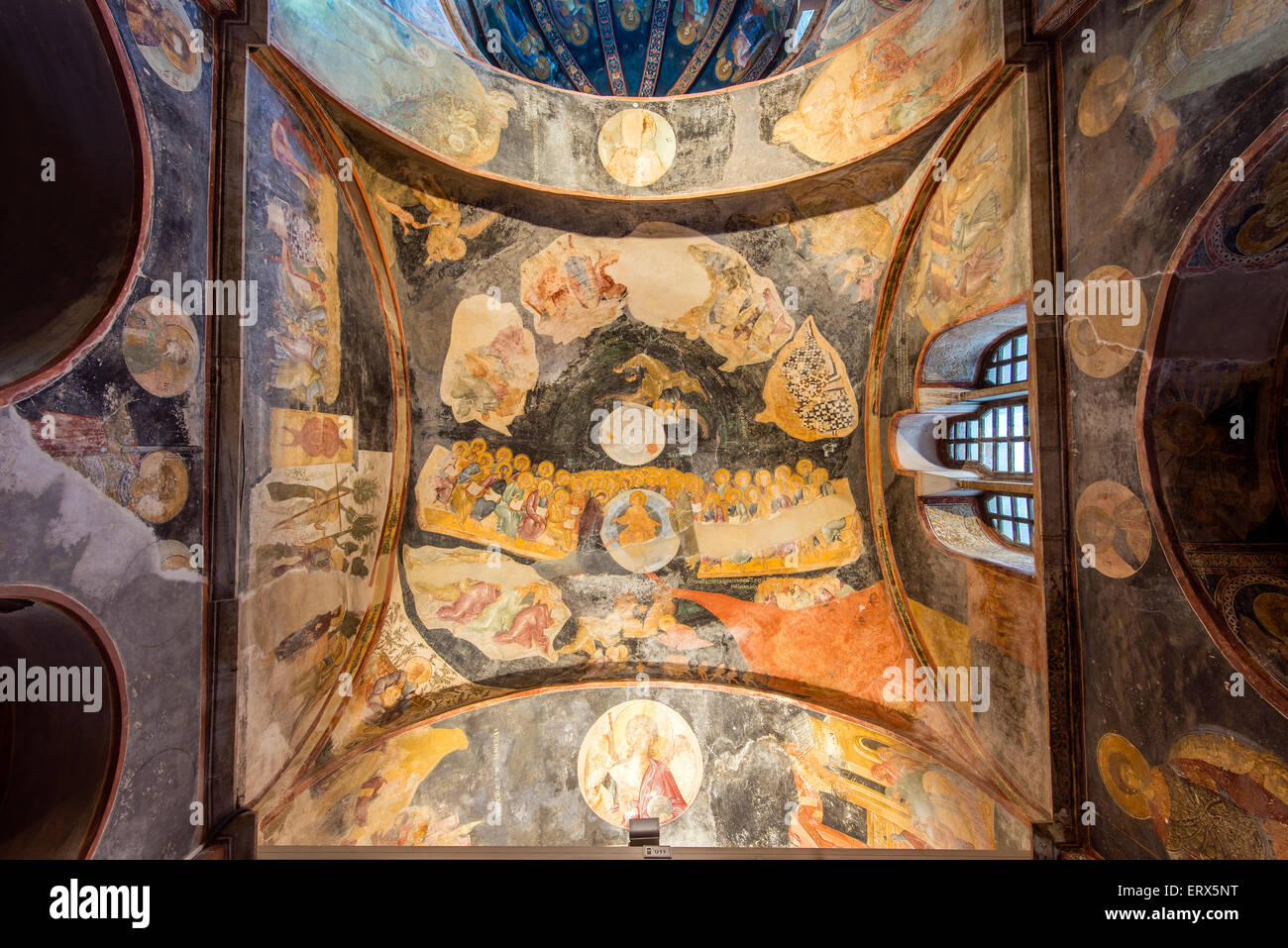 Affreschi bizantini nel soffitto della Chiesa di Chora o il Museo Kariye, Istanbul, Turchia Foto Stock