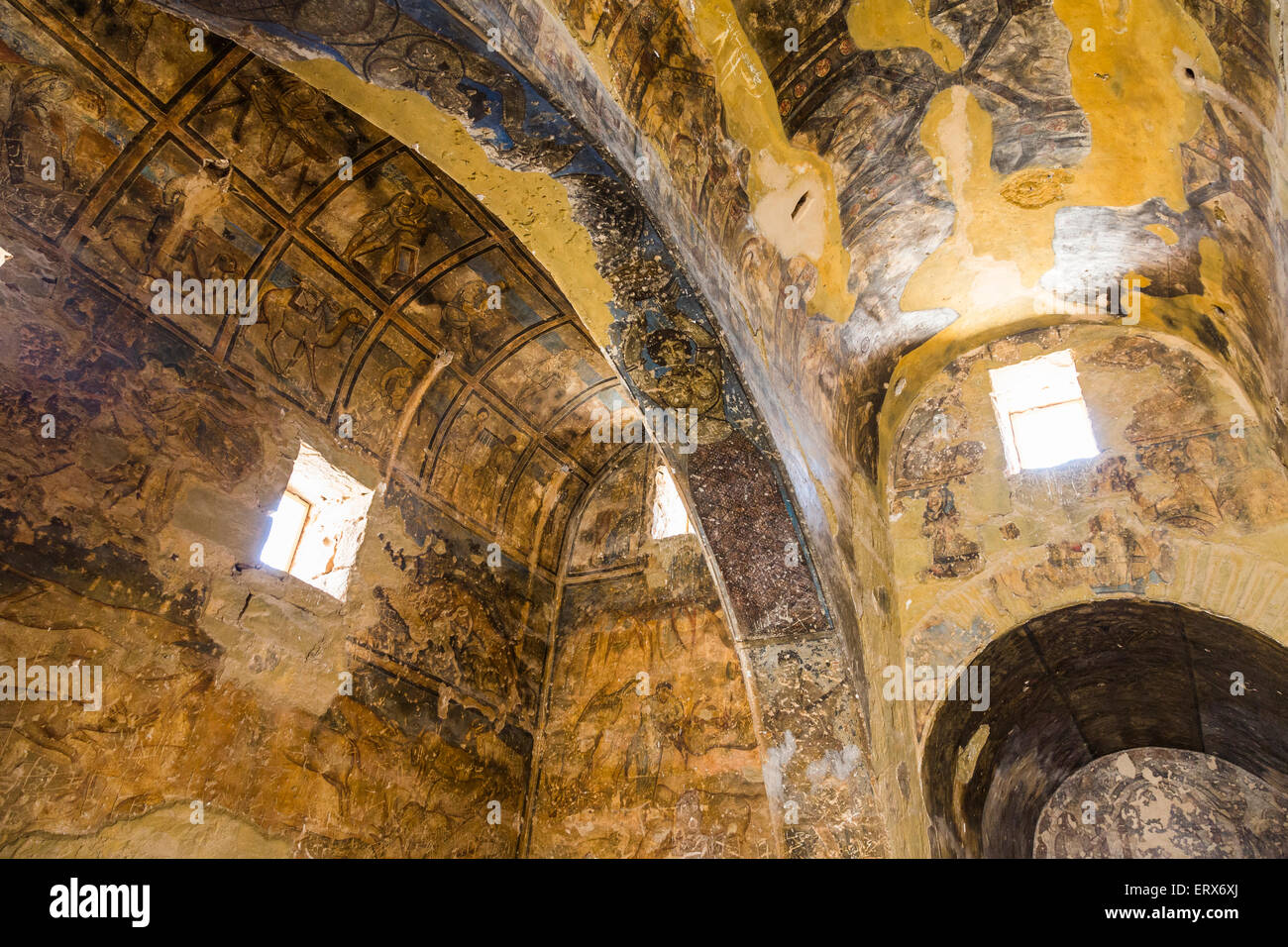 Vaulting del salone principale, Quseir Amra o Qusayr Amra, Giordania Foto Stock