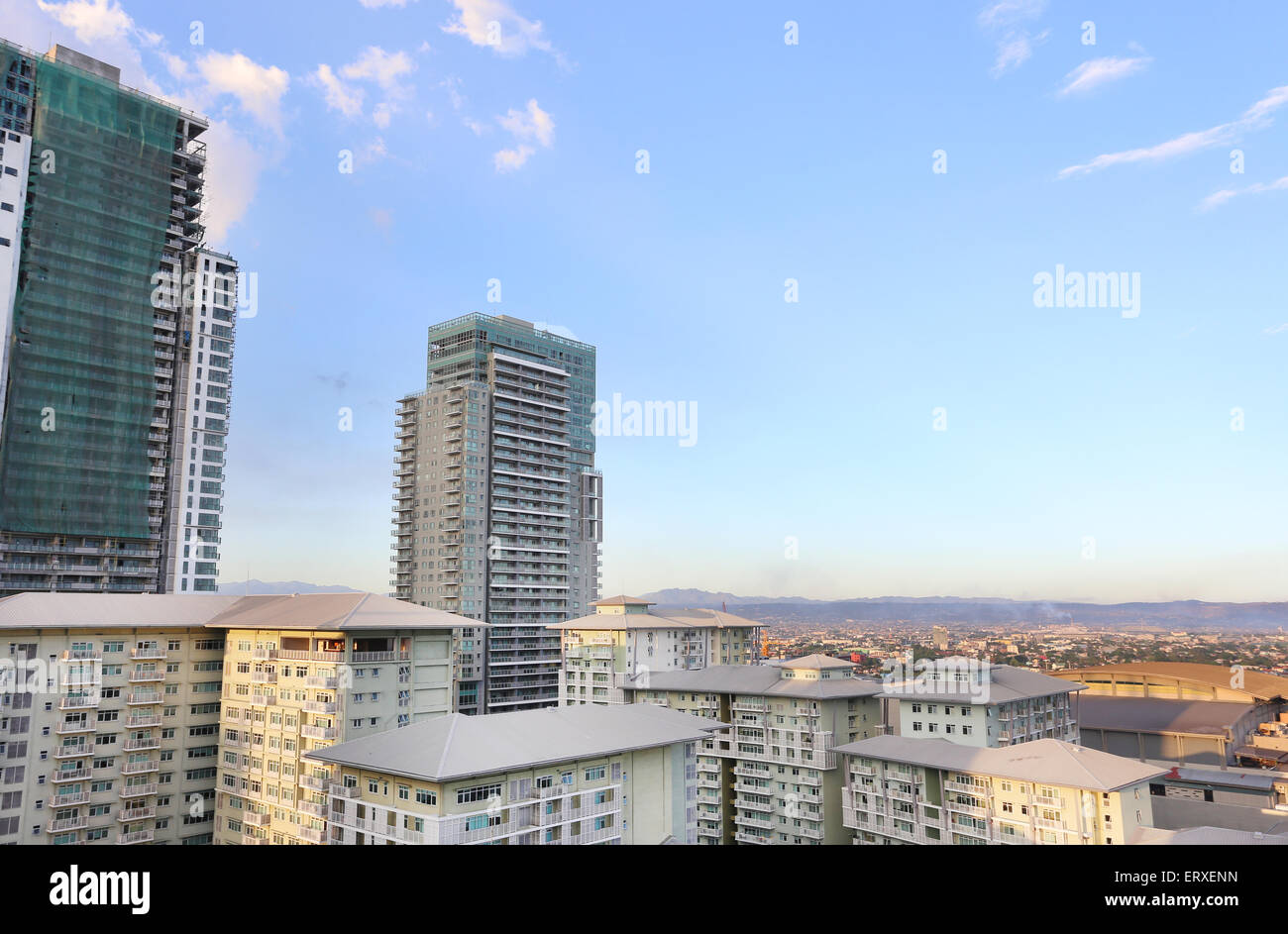 Vista aerea dello Skyline di Manila, Filippine Foto Stock