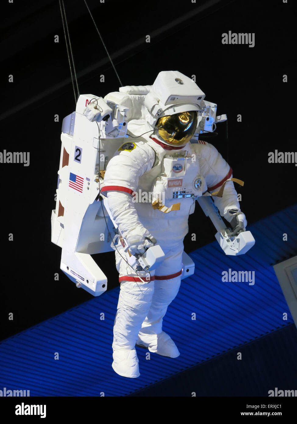 Astronauta tuta spaziale, Kennedy Space Center Visitor Complex, Cape Canaveral, in Florida, Stati Uniti d'America Foto Stock