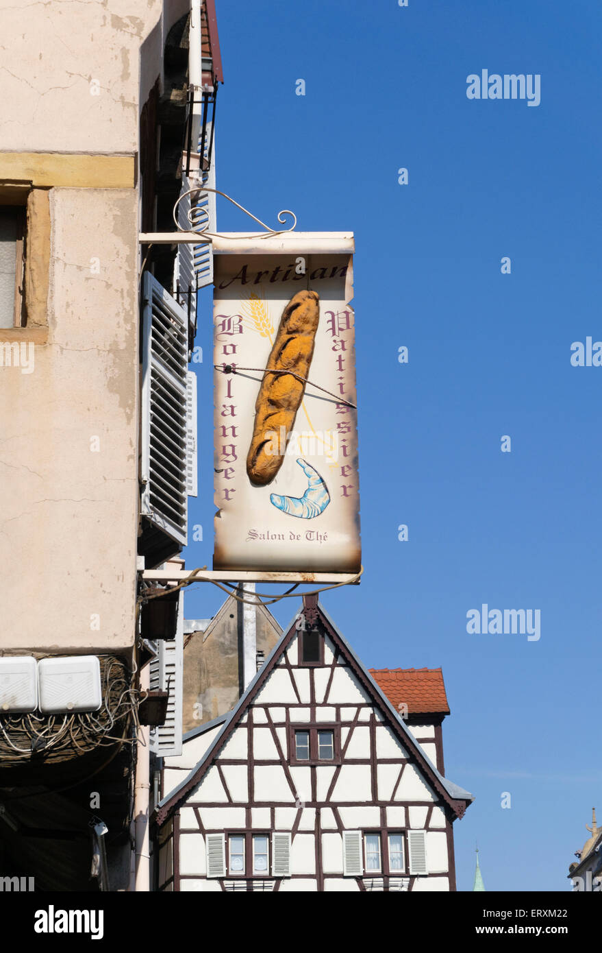 Segno di panetteria, Colmar, Alsazia, Francia Foto Stock