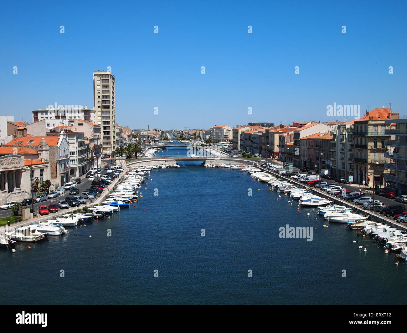 Canal in Sete, Francia Foto Stock