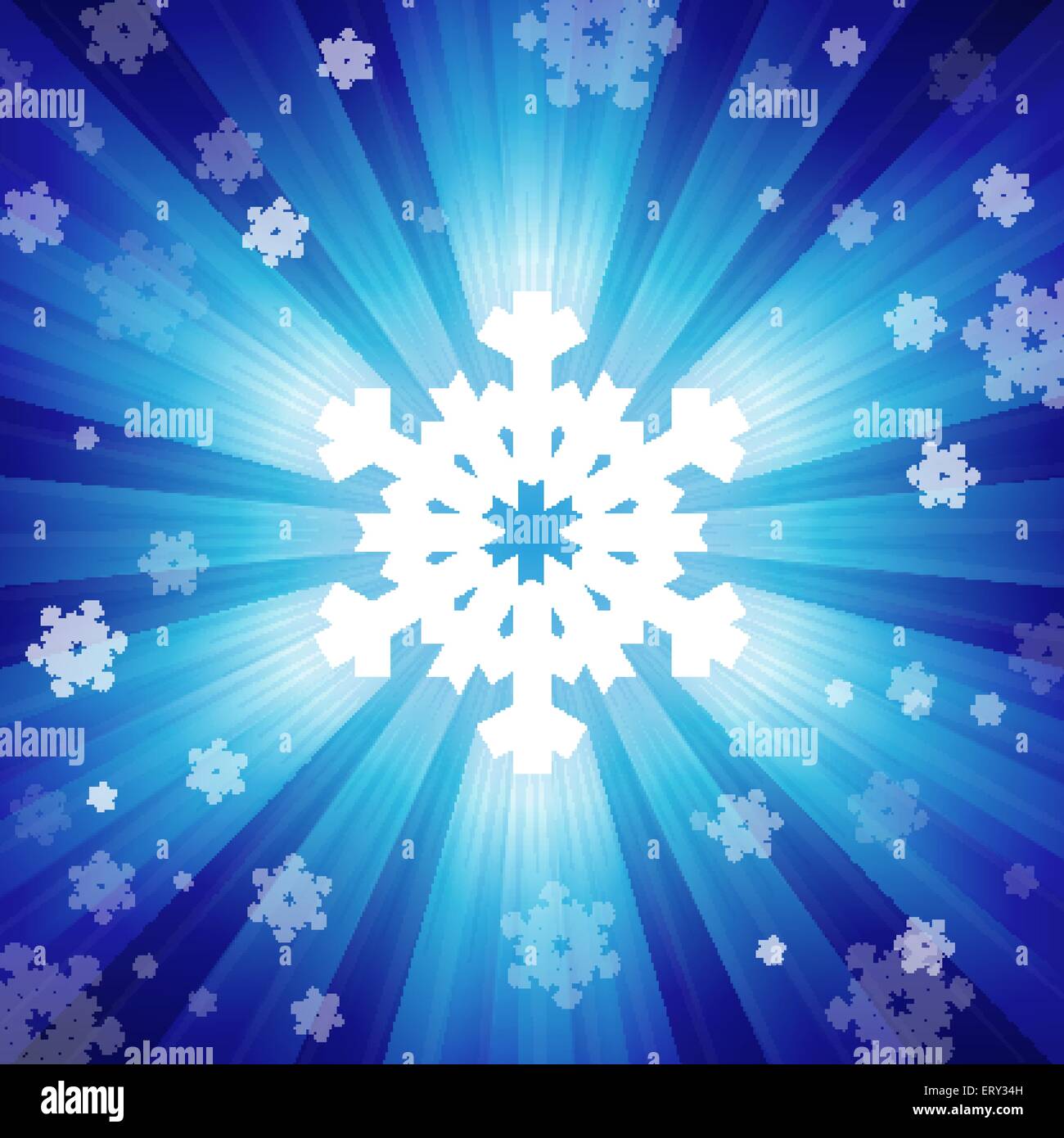 Blue burst colore della luce con i fiocchi di neve. EPS RGB vettore 10 Illustrazione Vettoriale
