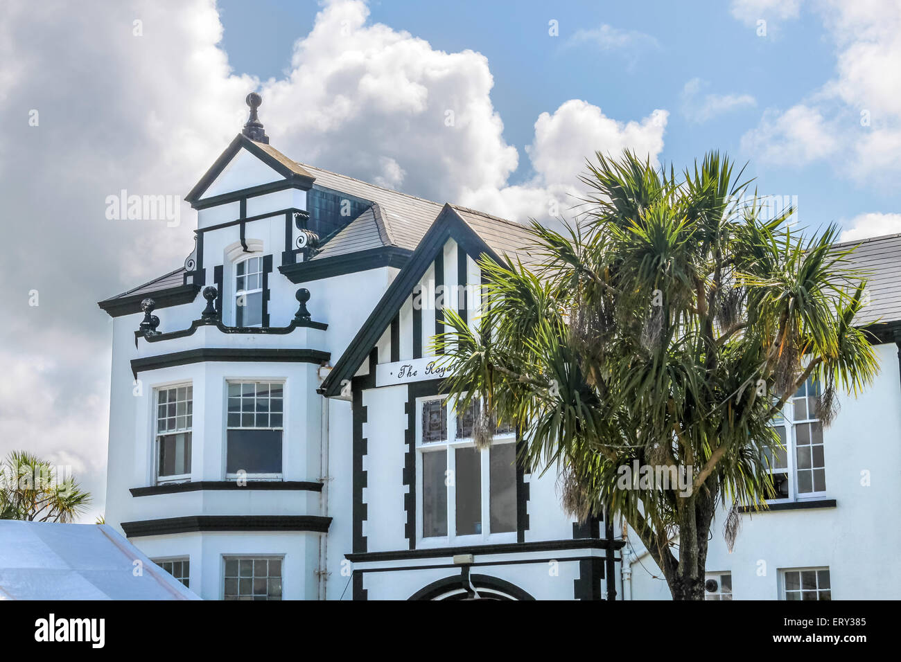 Casa storica sull' isola Valentia presso l'anello di Kerry in Cahersiveen, nella contea di Kerry, Irlanda Foto Stock