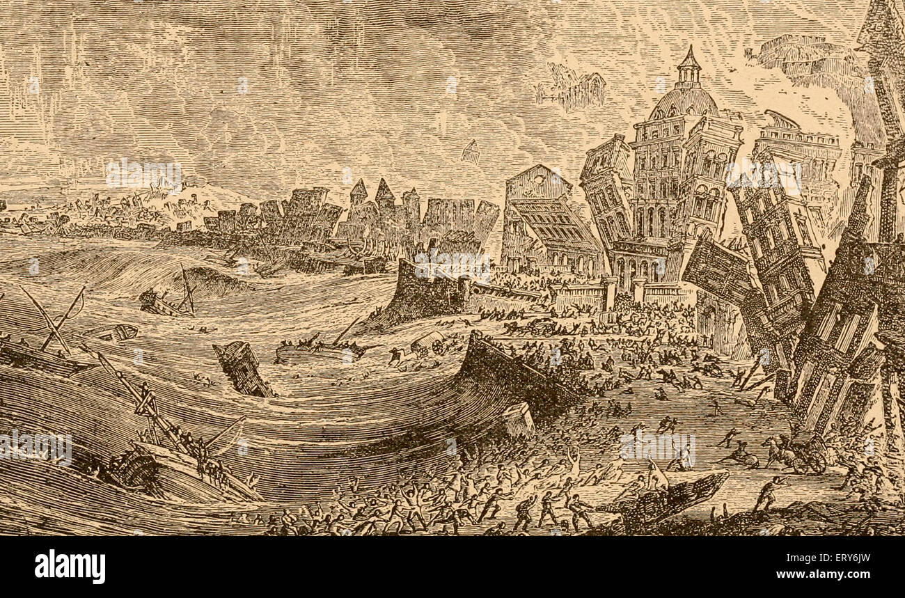 Terremoto a Lisbona, Portogallo 1755 Foto Stock