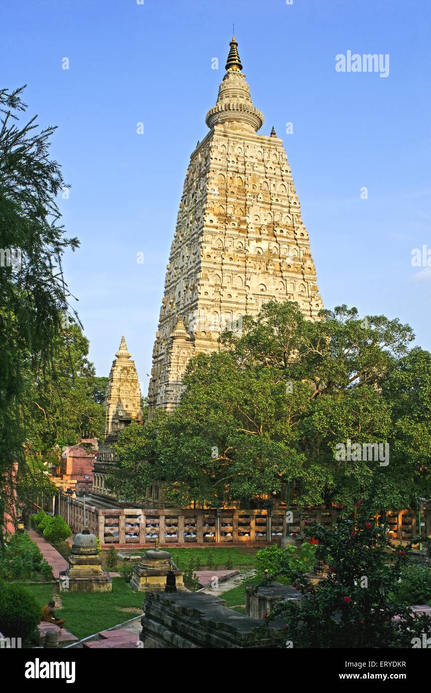 Tempio Mahabodhi , Mahabodhi Mahavihar , Patrimonio dell'Umanità dell'UNESCO , Bodh Gaya , Bihar , India , Asia Foto Stock