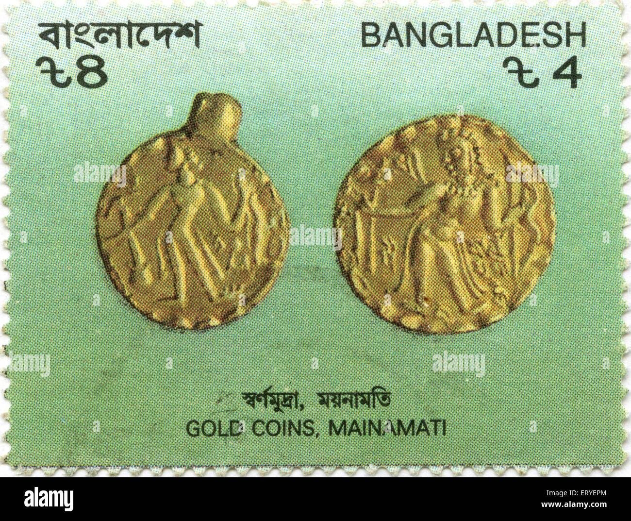 Francobollo per il Bangladesh , francobollo per le monete d'oro ; Mainamati ; Comilla , Bangladesh , asia Foto Stock