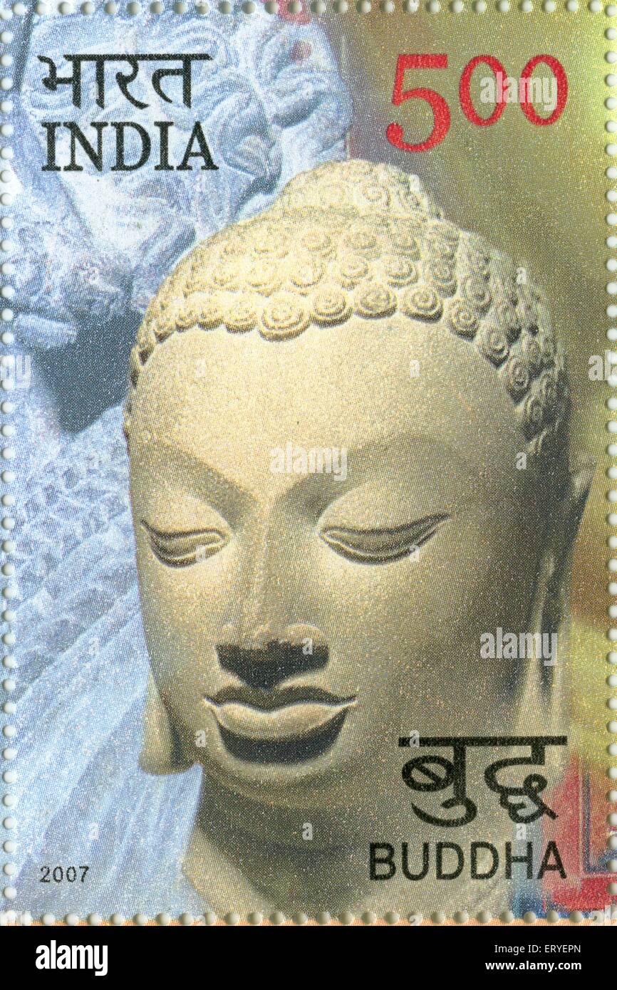 Aad 163911 - francobollo di Budda di rupie cinque , India Foto Stock