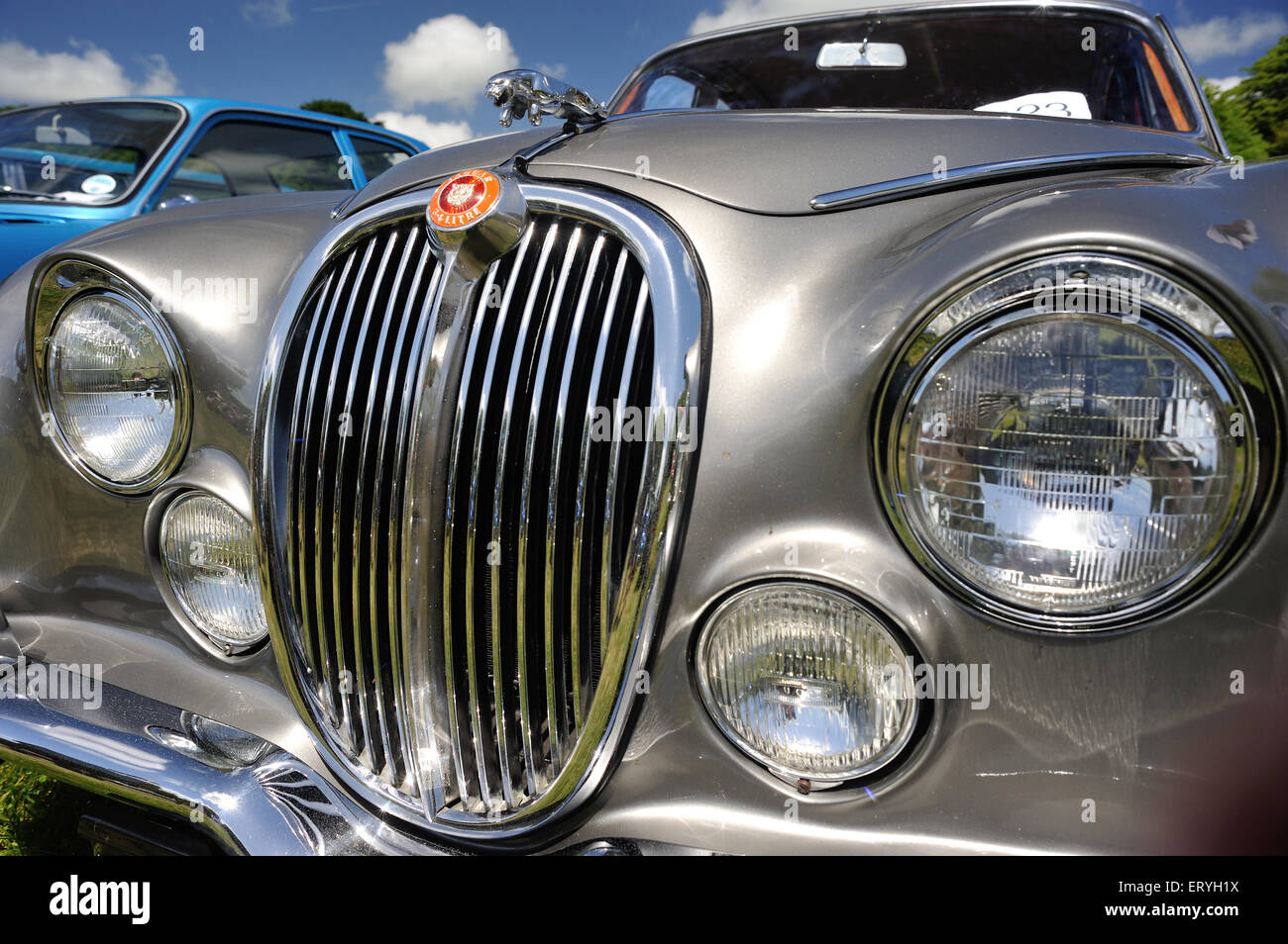 Jaguar S tipo griglia anteriore e il cofano, classic car show Scolton Manor  Pembrokeshire West Wales Foto stock - Alamy