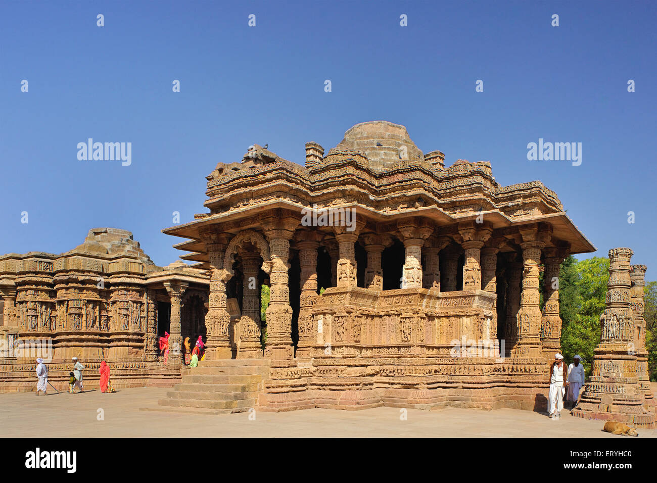 Tempio del sole , Indù Surya Mandir , punto di riferimento storico , Modhera , Mehsana , Gujarat , India , Asia Foto Stock