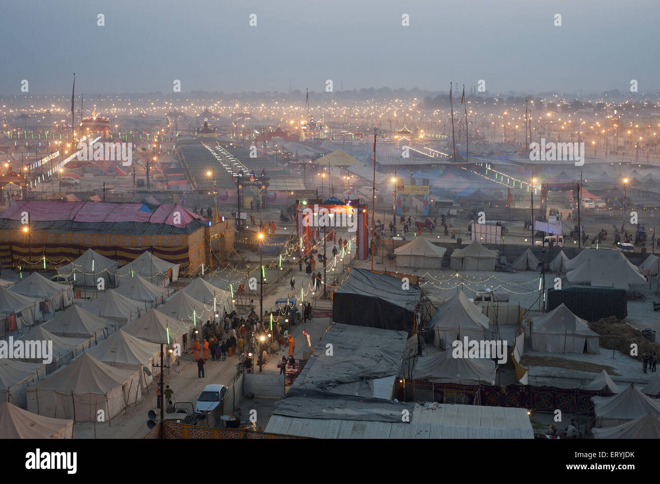 Tenda House di kumbha Mela di Allahabad Uttar Pradesh, India Foto Stock