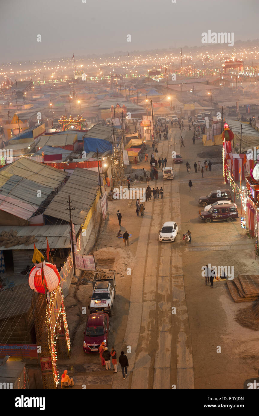 Tenda House di kumbha Mela di Allahabad Uttar Pradesh, India Foto Stock