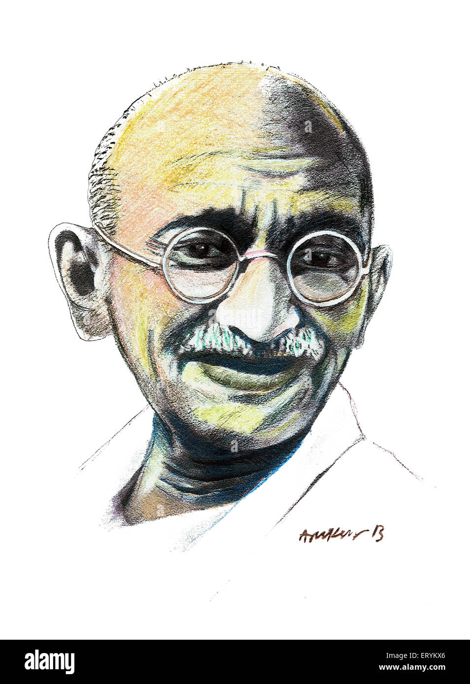 Mahatma Gandhi ; Pittura dei combattenti di libertà dell'India ; Mohandas Karamchand Gandhi ; india ; asia Foto Stock