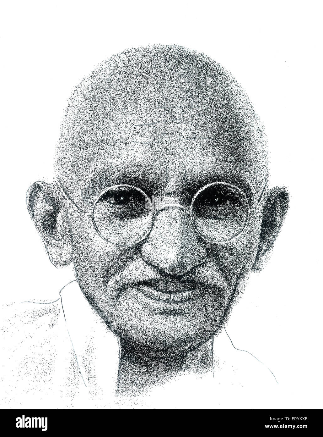 Disegno di combattenti per la libertà dell'India Mohandas Karamchand Gandhi Foto Stock