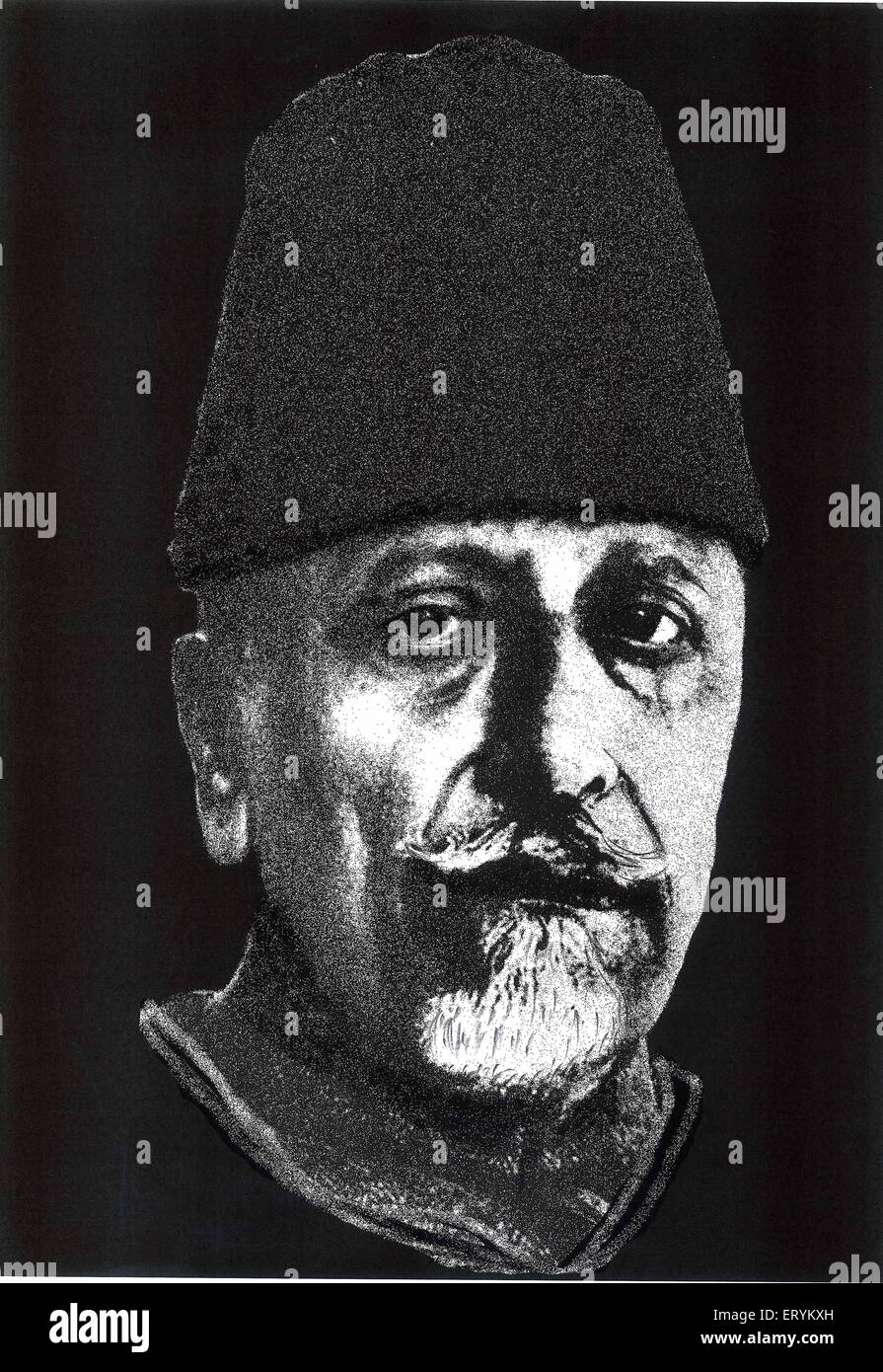 Pittura di Maulana Abul Kalam Azad, Abul Kalam Azad, Abul Kalam Ghulam Muhiyuddin Ahmed bin Khairuddin al Hussaini Azad, India, Asia Foto Stock