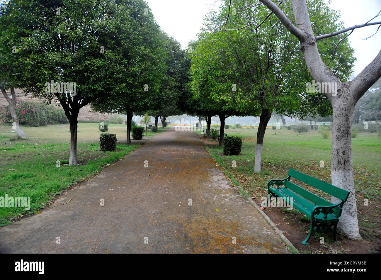 Kandariya Mahadev temple area giardino Khajuraho Madhya Pradesh India Asia Foto Stock
