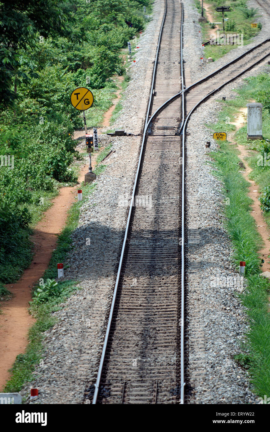 Fork in Ferrovie Tracks , Konkan , Ponda , Goa , India , Asia Foto Stock