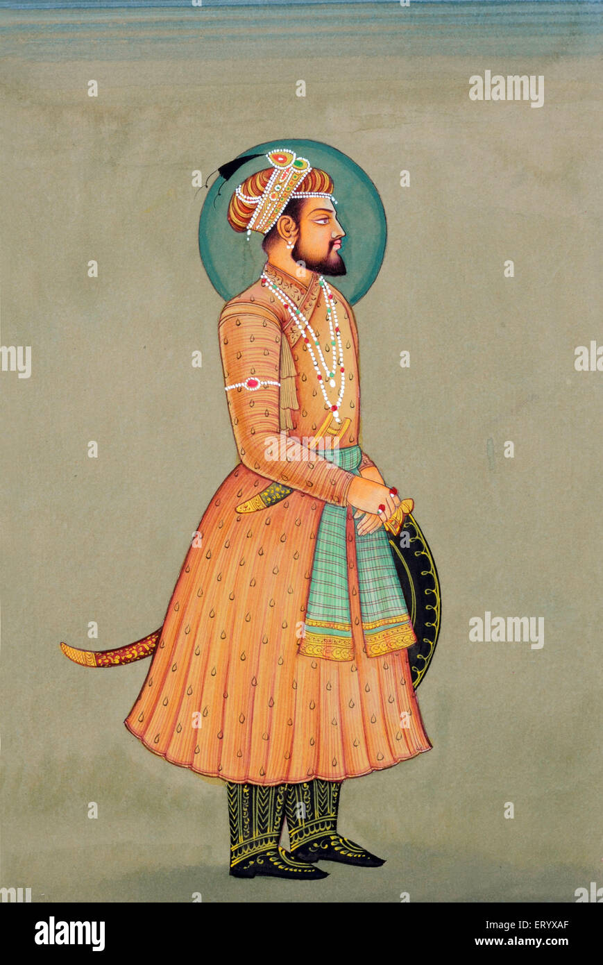 Shah Jahan, imperatore Mughal, pittura in miniatura, India, vecchia immagine d'epoca Foto Stock