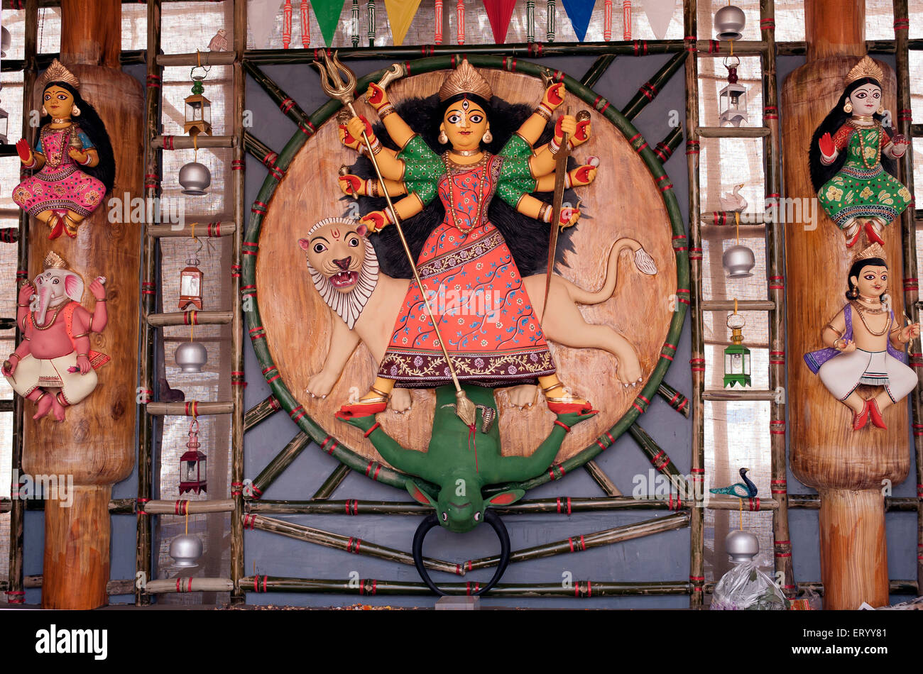 La statua della dea Durga in Kolkata West Bengal India Asia Foto Stock