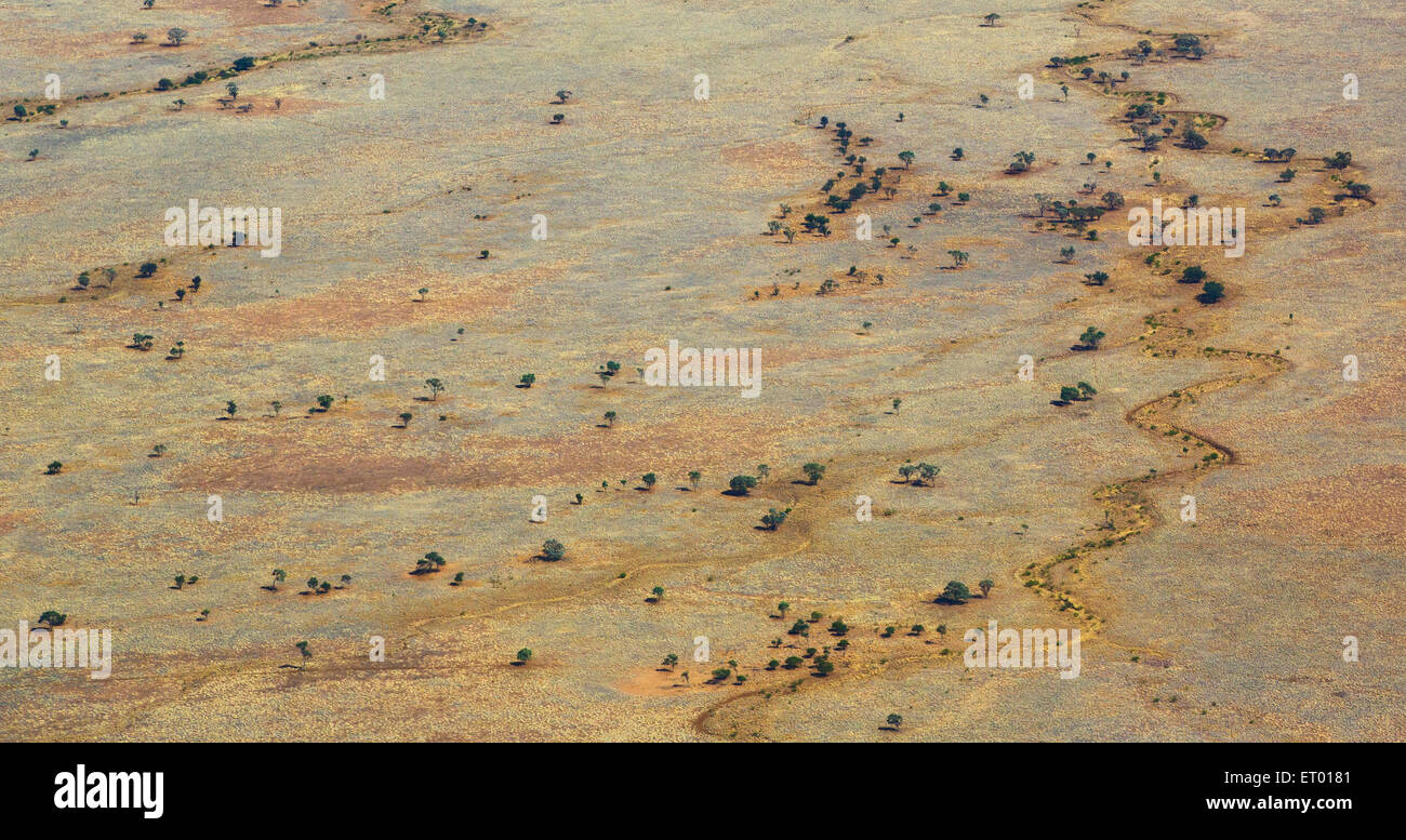 Vista aerea dell'Australia secco, outback, vicino Longreach, Queensland. Foto Stock