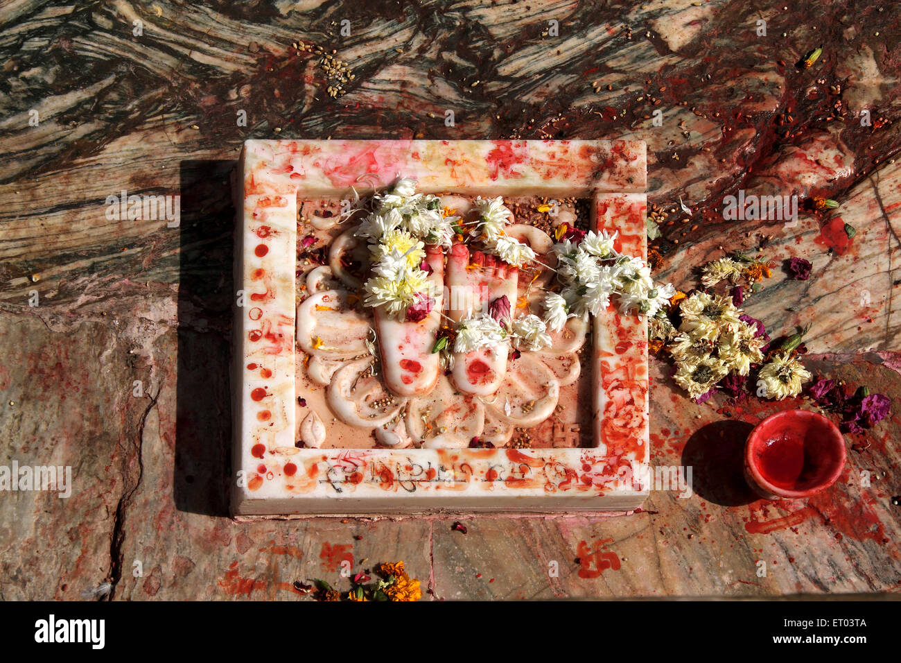 Marmo impronta del Signore, Tempio di Jagdish, templi di Vishnu, Udaipur, Rajasthan, India, Asia Foto Stock