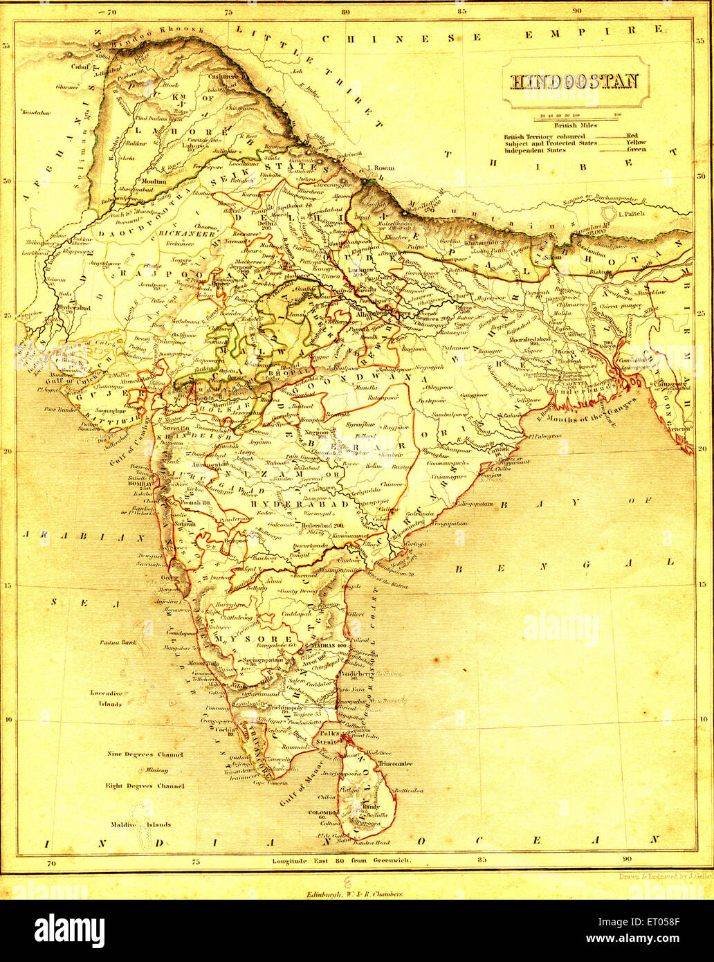 Bombay mappe ; Mappa di Hindustan ; Hindustan ; India Foto Stock