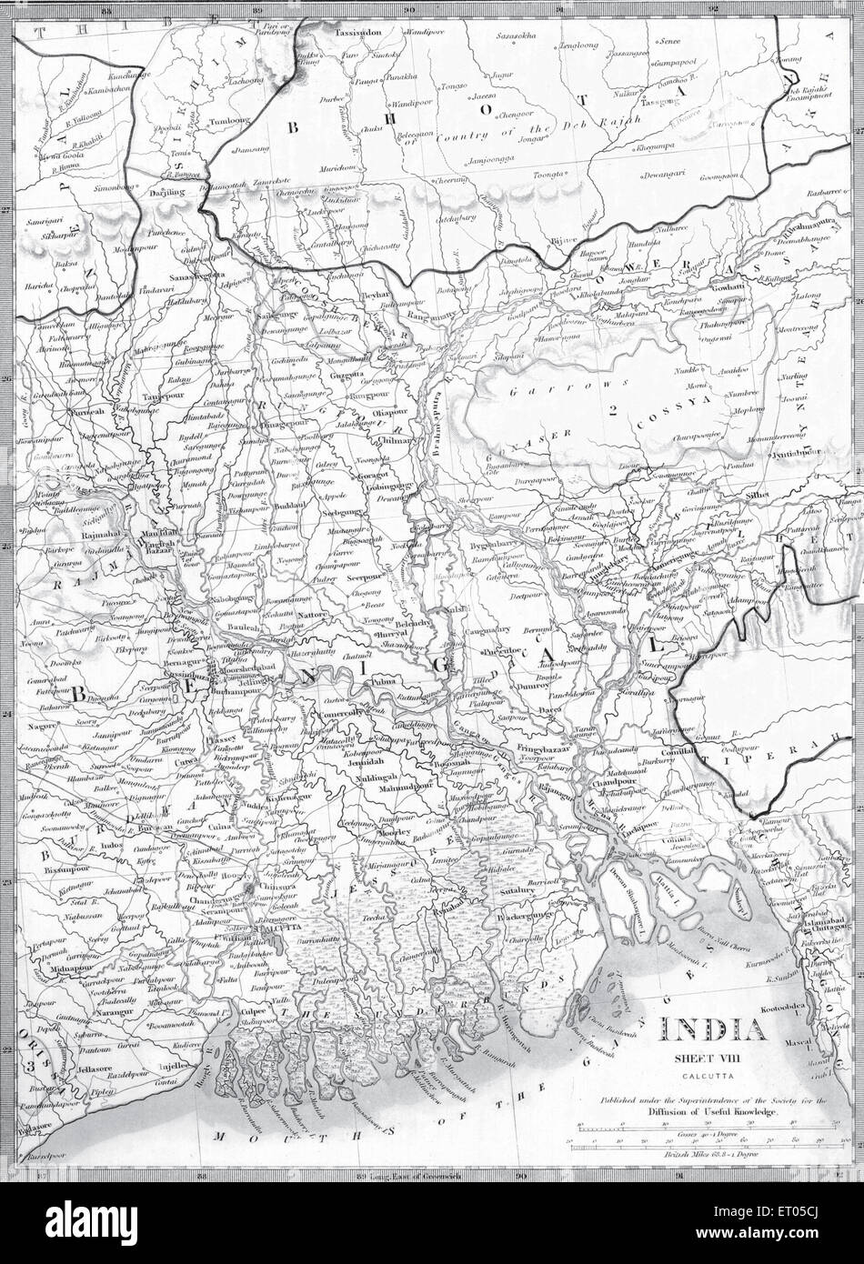 Una mappa di India foglio VIII ; Calcutta Kolkata; Bengala Occidentale ; India Foto Stock