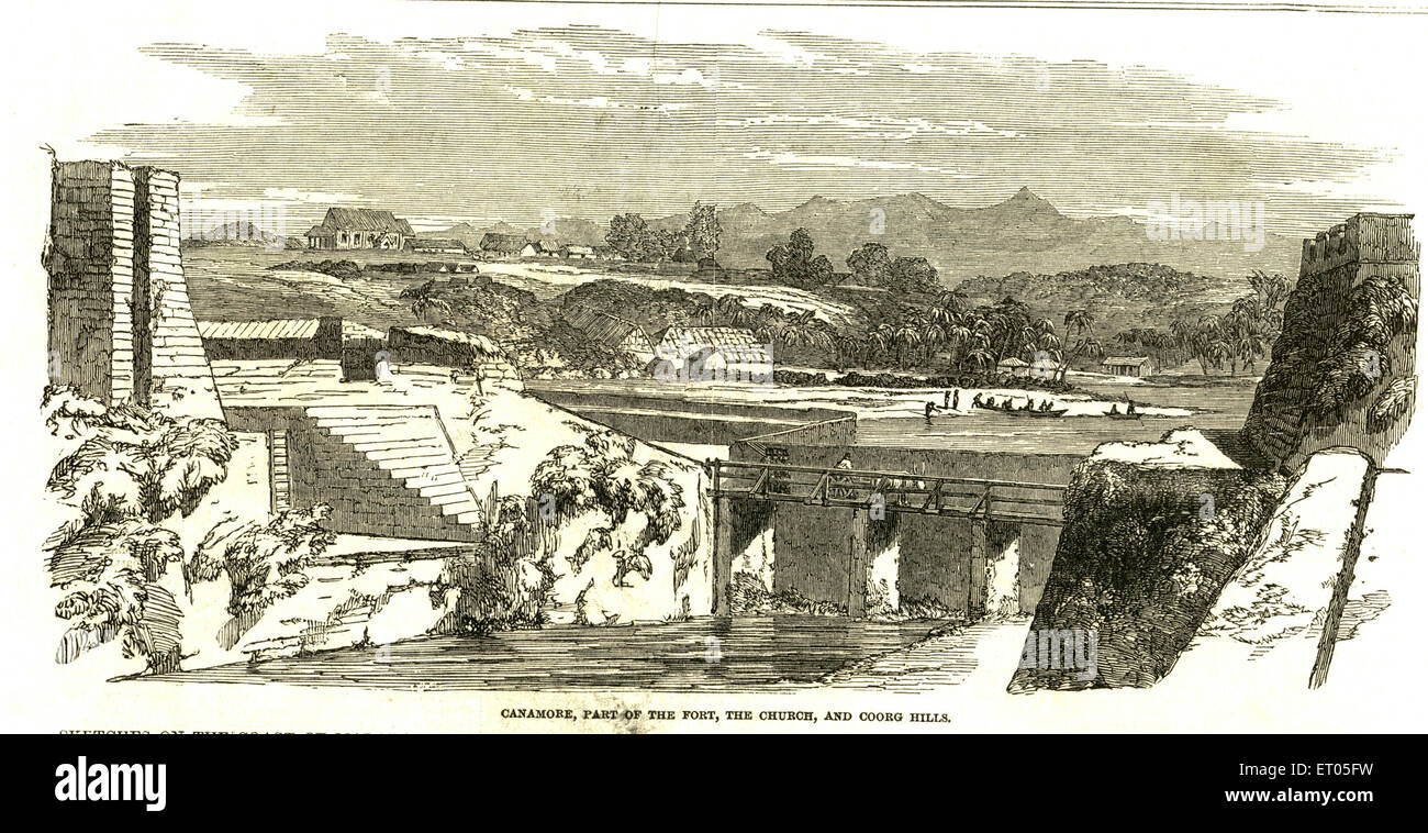 Cannamore fort ; chiesa ; e colline Coorg ; Karnataka ; India Foto Stock