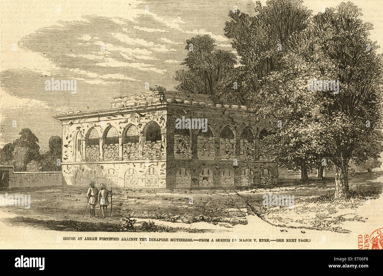 Casa , Arrah , Bhojpur , fortificata contro i mutineers Dinapore , Bihar , India , vecchia annata del 1800 Foto Stock