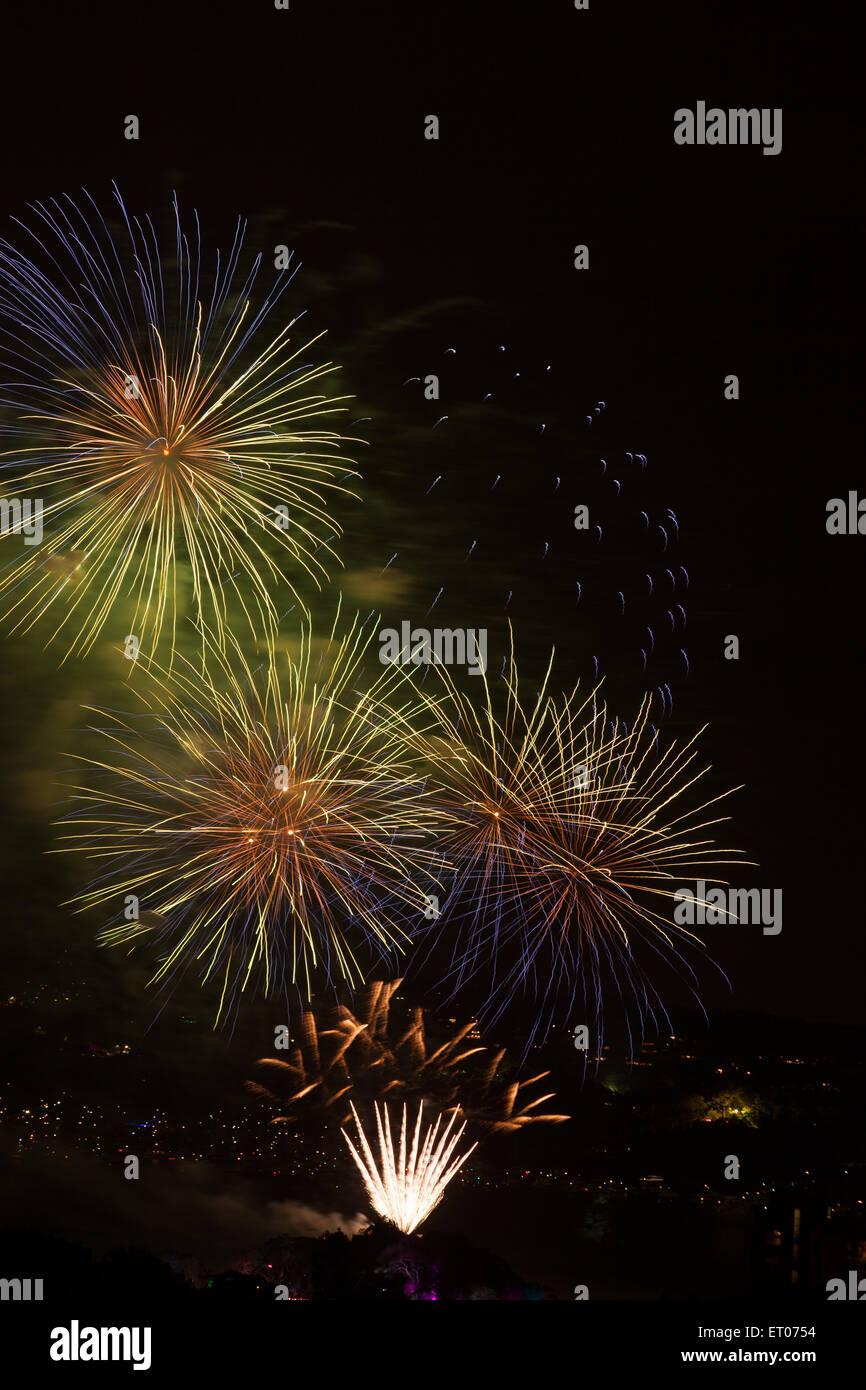 Fuochi d'artificio a mezzanotte di Capodanno Sydney Australia 2014 Foto Stock