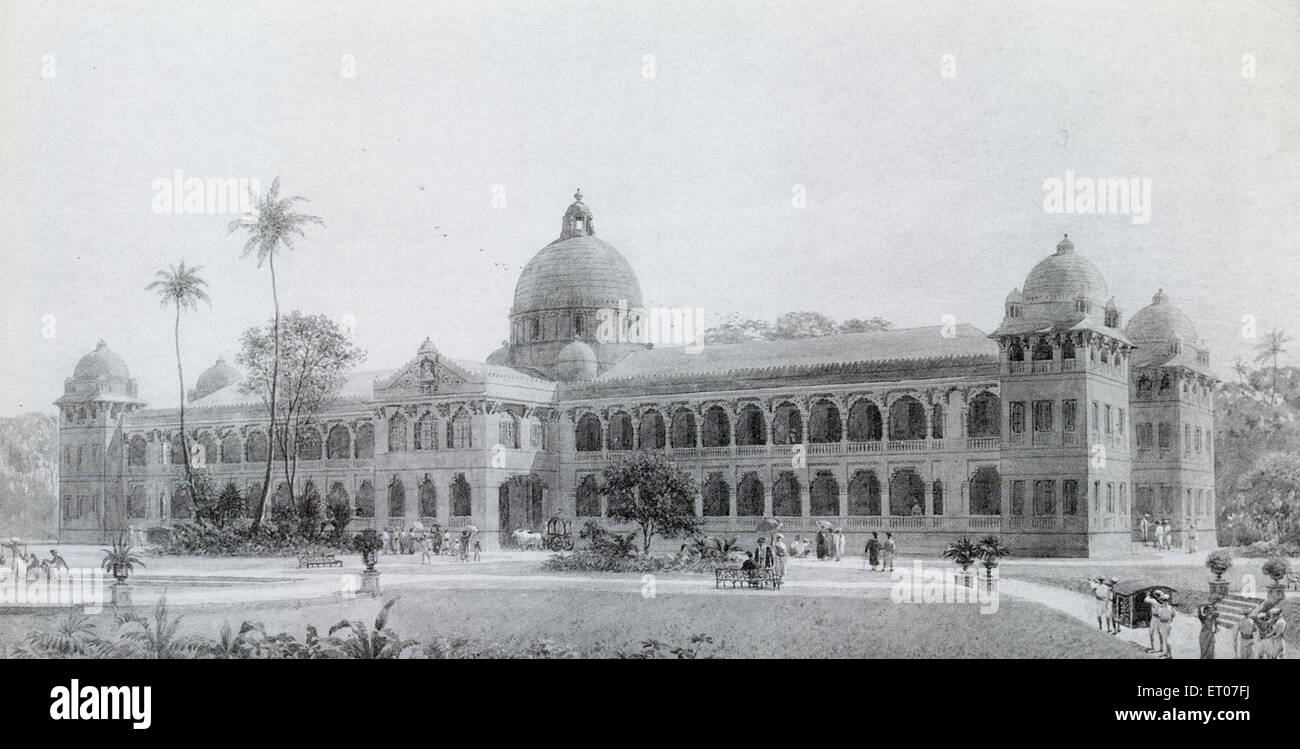 Dipinto d'epoca del 1800, edificio della scuola coloniale britannica, Doon School, Dehradun, Dera Doon, Uttaranchal, Uttarakhand, India, Asia, Asia, India Foto Stock