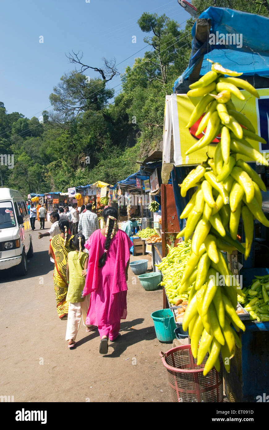 Negozi vicino a Silver Cascade , Kodai , Kodaikanal , Hill station , Dindigul District , Palani Hills , Tamil Nadu , India , Asia Foto Stock